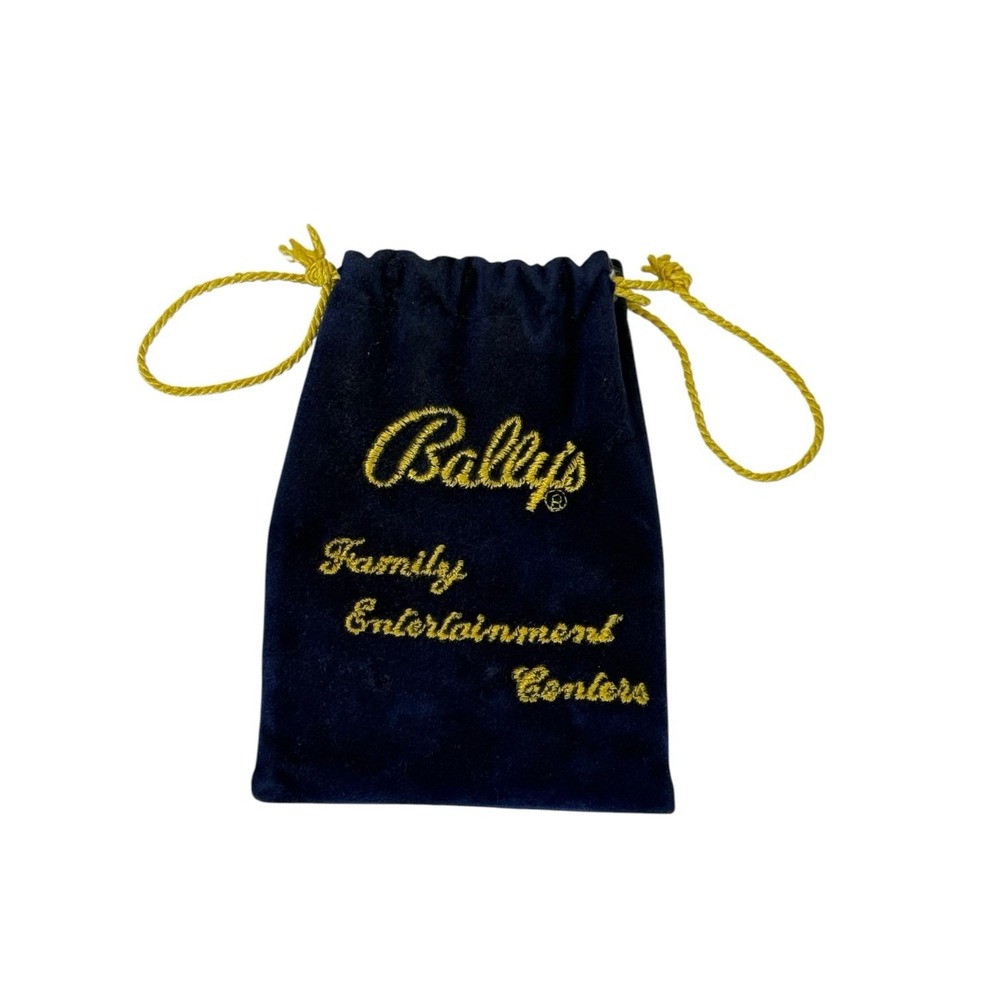 Bally's Family Entertainment Centers Blue Velour Vintage 1980's Coin Bag 4.5"x3"